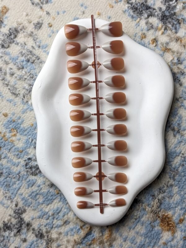 mocha-white-french-press-on-nails-set-1 Mocha White French Press-On Nails Set