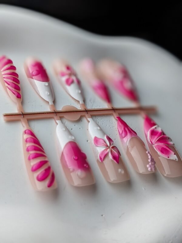 Pink Blossom Art 3D Press-On Nails