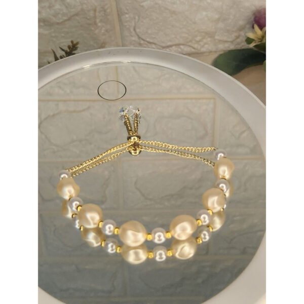 sh-brc-261013-002-classic-pearl-and-gold-bead-adjustable-bracelet Classic Pearl and Gold Bead Adjustable Bracelet