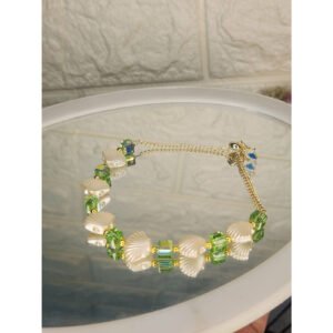 sh-brc-261013-011-green-crystal-seashell-adjustable-bracelet Green Crystal Seashell Adjustable Bracelet