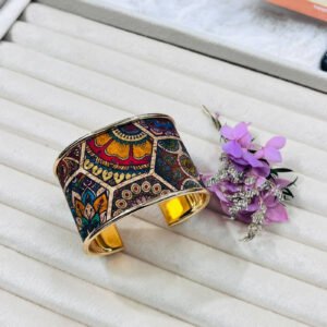 Golden Mandala Bohemian Wide Cuff Bracelet