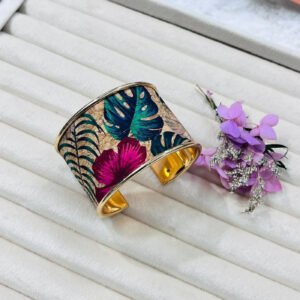 Tropical Leaf Bohemian Wide Cuff Bracelet
