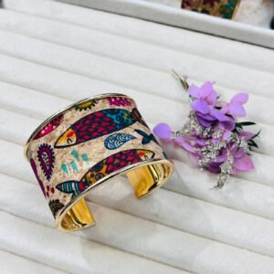 Artistic Fish Pattern Bohemian Wide Cuff Bracelet