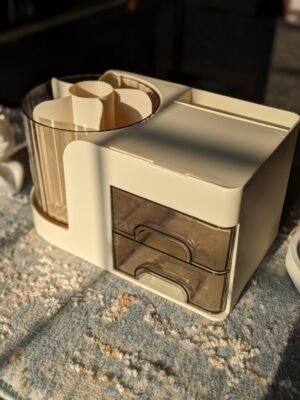 shy-cream-makeup-organizer-01 Cream Multi-Compartment Makeup Organizer with 2 Drawers