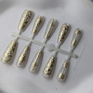 Silver Royal Baroque Gold 3D Press-On Nails - XS
