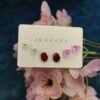 Heart & Ruby 3-Pair Stud Earrings Set