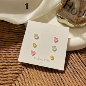 Pastel Mixed Heart 3-Pair Stud Earrings Set