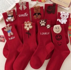winter-red-3d-socks-1 Winter Special 3D Embroidered Red Socks